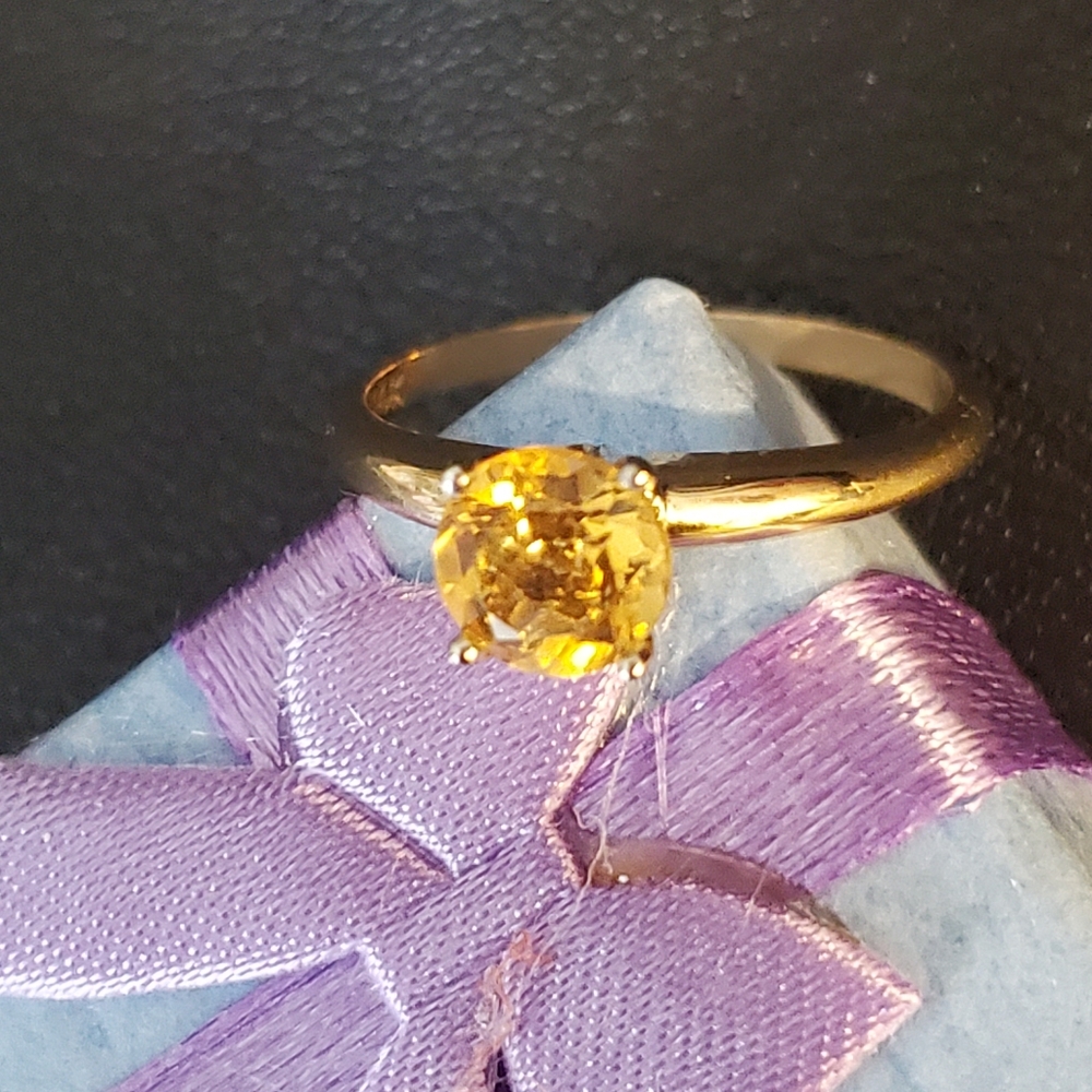 14k Gold 1 Carat Citrine Ring Size 6 Solid Gold Custom Design